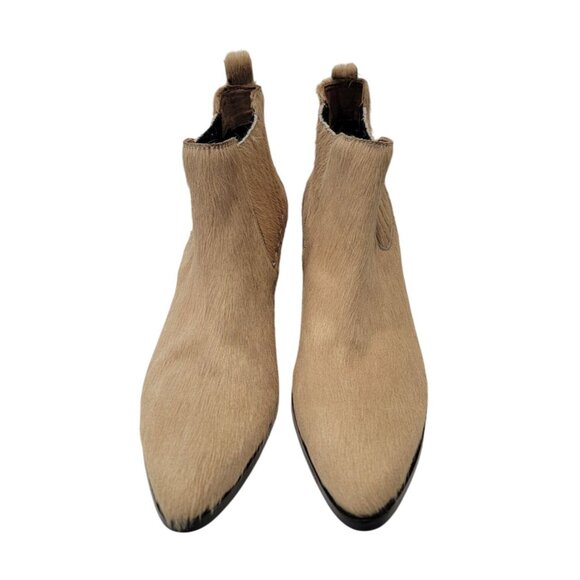 MODERN VICE Beige Calf Hair Ankle Boots With Low Block Heel Women's Sz 38.5 - Picture 2 of 9